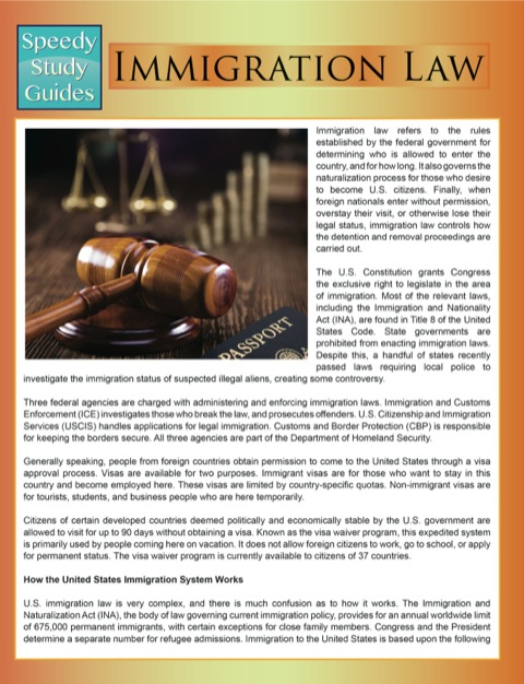 Cover image for book Immigration Law (Speedy Study Guides)