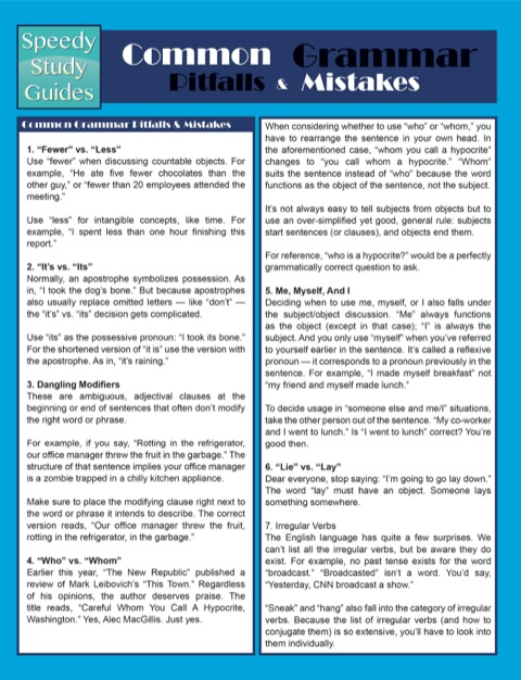 Cover image for book Common Grammar Pitfalls & Mistakes (Speedy Study Guides)