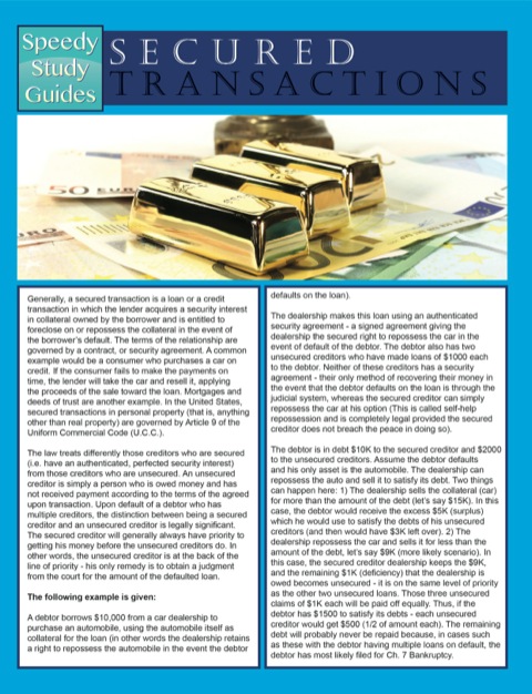 Cover image for book Secured Transactions (Speedy Study Guides)