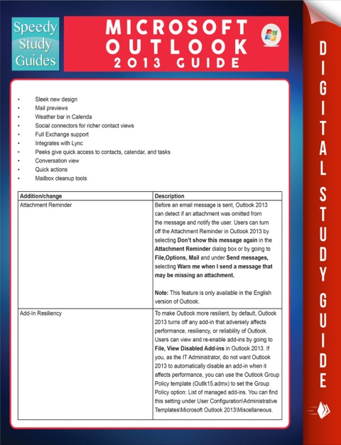 Cover image for book Microsoft Outlook 2013 Guide (Speedy Study Guides)