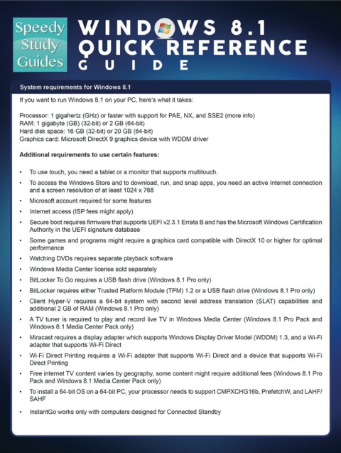 Cover image for book Windows 8.1 Quick Reference Guide (Speedy Study Guides)