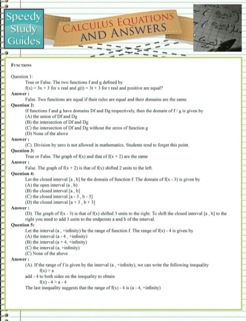 Cover image for book Calculus Equations And Answers (Speedy Study Guides)