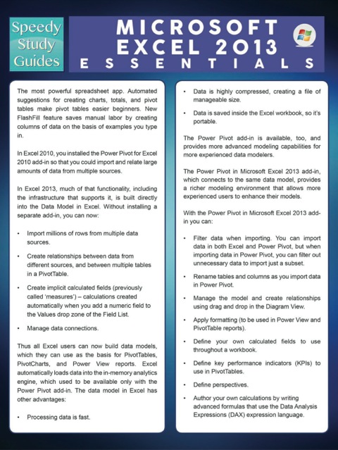 Cover image for book Microsoft Excel 2013 Essentials (Speedy Study Guides)