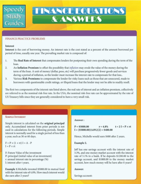 Cover image for book Finance Equations & Answers (Speedy Study Guides)