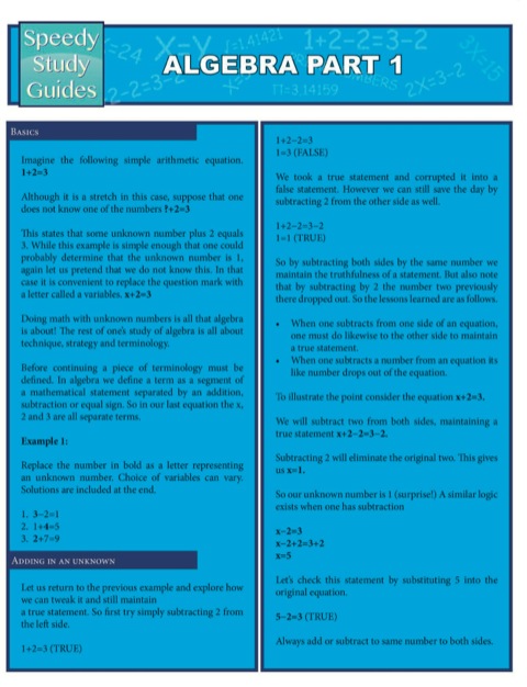 Cover image for book Algebra Part 1 (Speedy Study Guides)