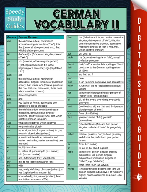 Cover image for book German Vocabulary II (Speedy Language Study Guides)