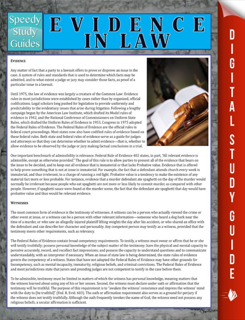 Cover image for book Evidence in Law