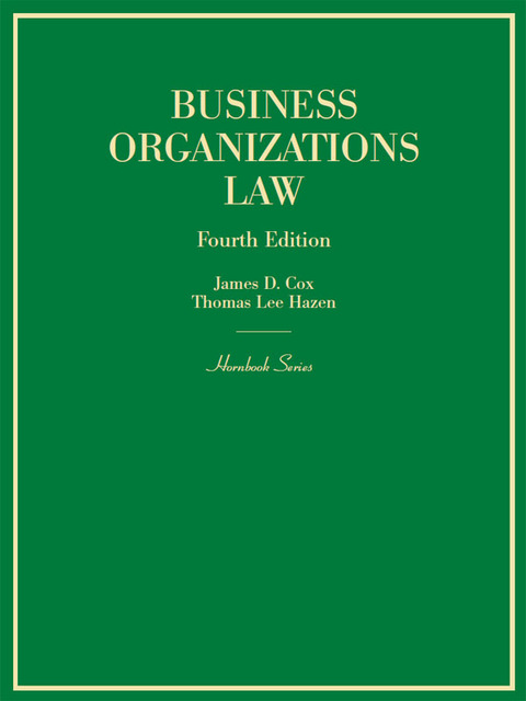 Cover image for book Cox and Hazen's Business Organizations Law, 4th (Hornbook Series)