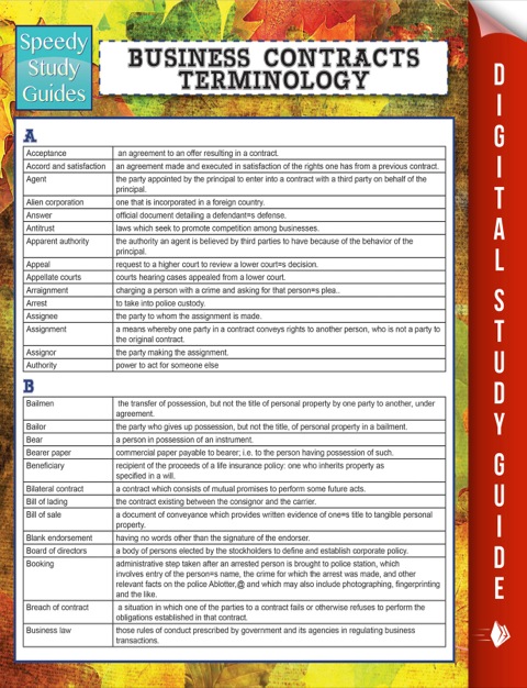 Cover image for book Business Contracts Terminology (Speedy Study Guide)