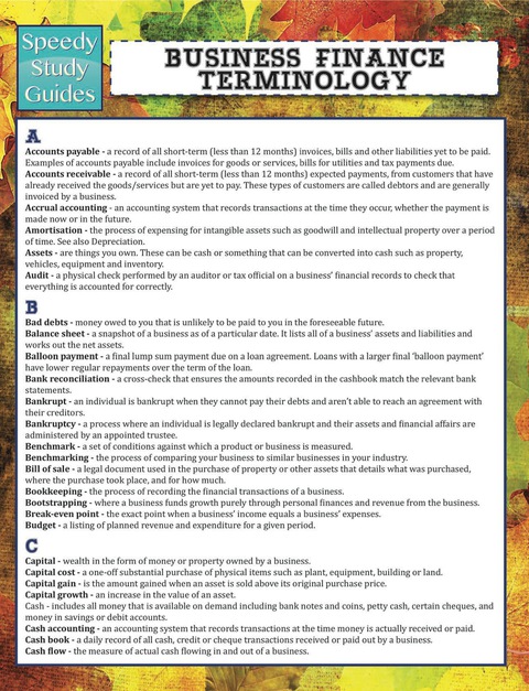 Cover image for book Business Finance Terminology (Speedy Study Guide)