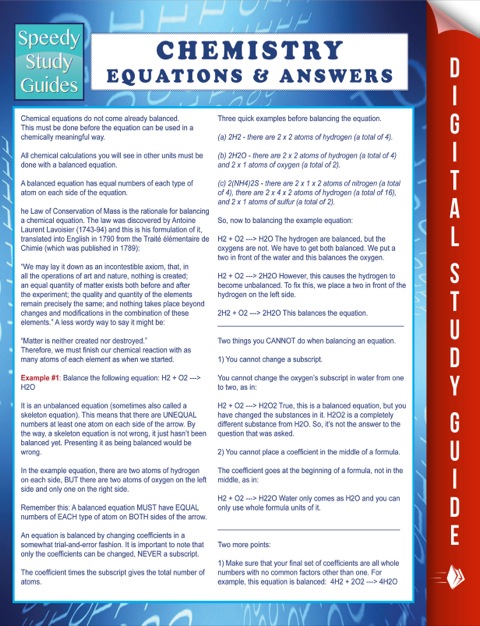 Cover image for book Chemistry Equations & Answers (Speedy Study Guide)