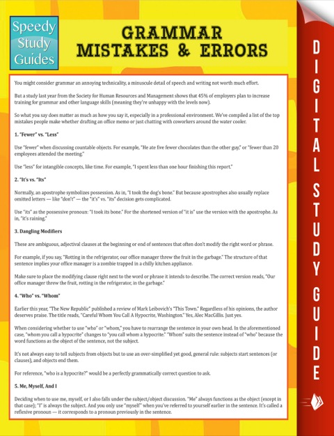 Cover image for book Grammar Mistakes & Errors (Speedy Study Guide)