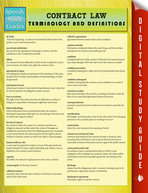 Cover image for book Contract Law Terminology and Definitions (Speedy Study Guide)