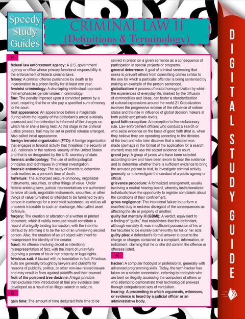 Cover image for book Criminal Law II (Definitions and Terminology) (Speedy Study Guide)