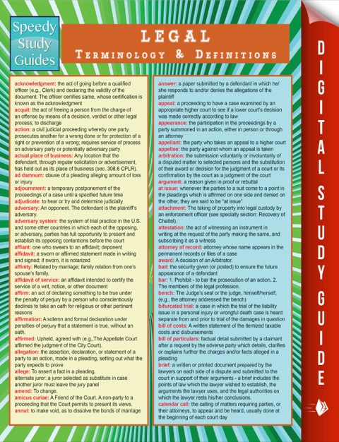 Cover image for book Legal Terminology and Definitions (Speedy Study Guide)