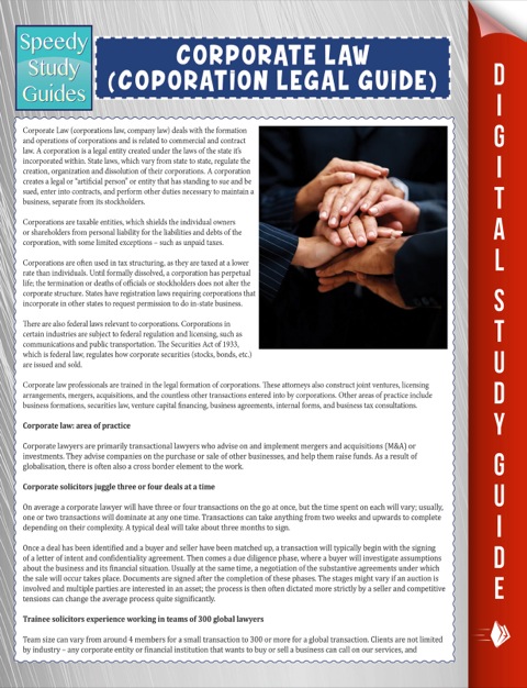 Cover image for book Corporate Law (Coporation Legal Guide) (Speedy Study Guide)