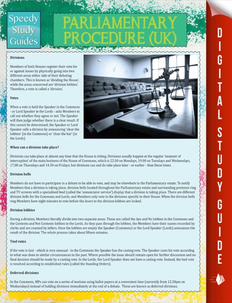 Cover image for book Parliamentary Procedure (UK) (Speedy Study Guide)