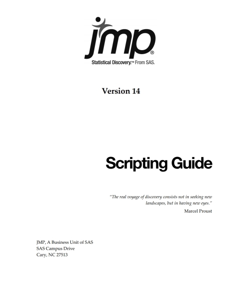 Cover image for book JMP 14 Scripting Guide