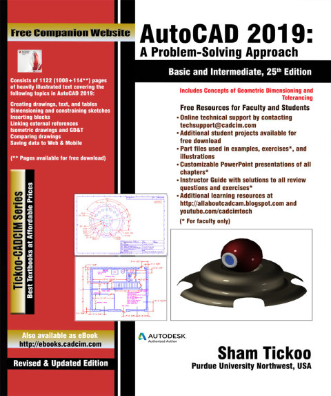 Cover image for book AutoCAD 2019: A Problem - Solving Approach, Basic and Intermediate