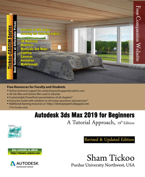 Cover image for book Autodesk 3ds Max 2019 for Beginners: A Tutorial Approach