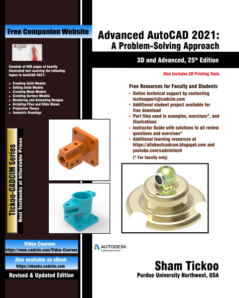 Cover image for book Advanced AutoCAD 2021: A Problem-Solving Approach, 3D and Advanced