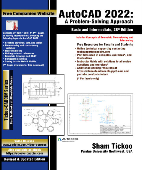 Cover image for book AutoCAD 2022: A Problem - Solving Approach, Basic and Intermediate