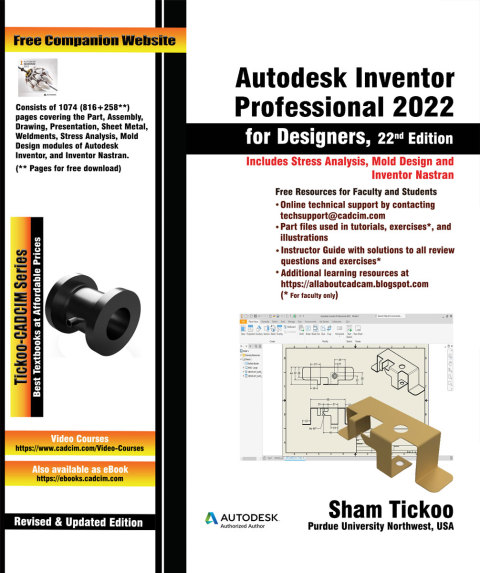 Cover image for book Autodesk Inventor Professional 2022 for Designers