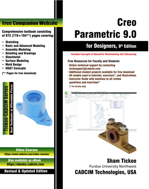 Cover image for book Creo Parametric 9.0 for Designers, 9th Edition
