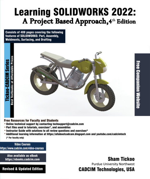 Cover image for book Learning SOLIDWORKS 2022: A Project Based Approach, 4th Edition