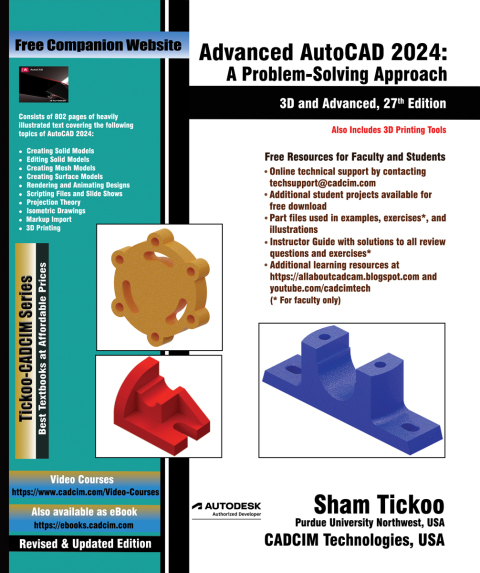 Cover image for book Advanced AutoCAD 2024: A Problem-Solving Approach, 3D and Advanced