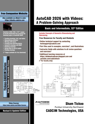 AutoCAD 2026 with Videos: A Problem-Solving Approach, Basic and Intermediate, 32nd Edition