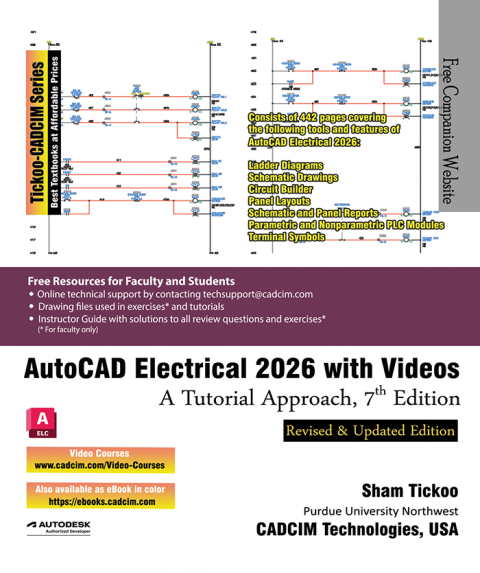 Cover image for book AutoCAD Electrical 2026 with Videos: A Tutorial Approach, 7th Edition
