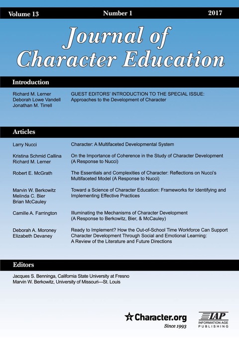 Cover image for book Journal of Character Education  Issue: Vol. 13 #1