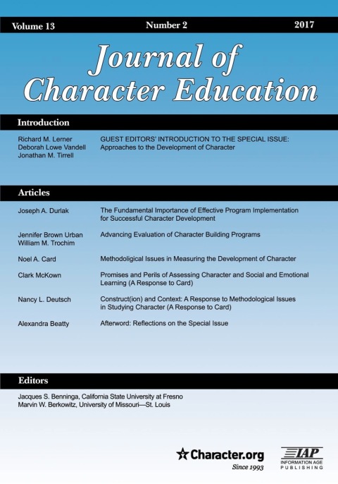 Cover image for book Journal of Character Education - Issue: Vol. 13 #2