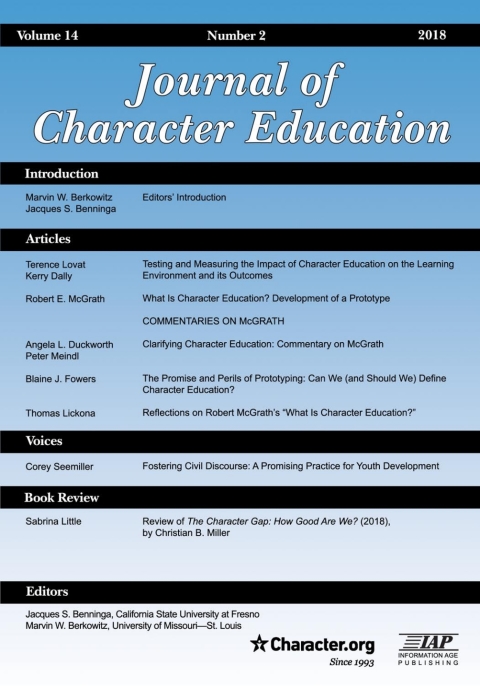 Cover image for book Journal of Character Education: Vol. 14 #2
