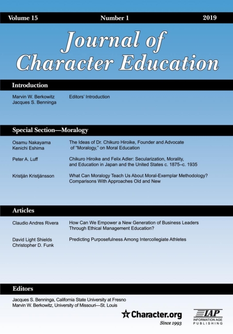 Cover image for book Journal of Character Education: Vol. 15 #1