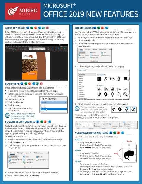 Cover image for book Microsoft Office 2019 New Features Quick Reference Card