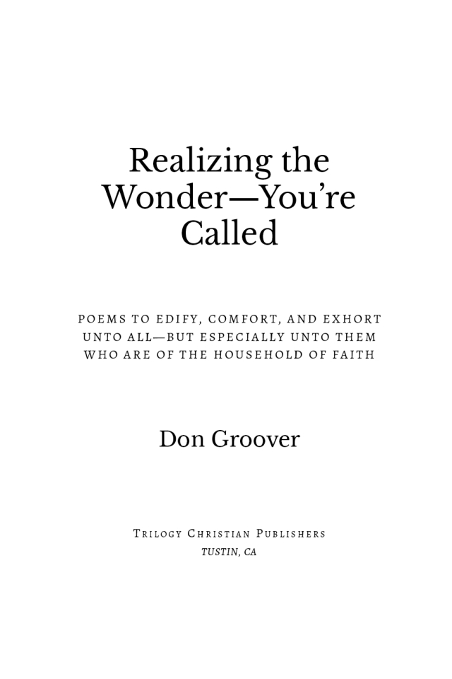 Realizing the Wonder - You're Called