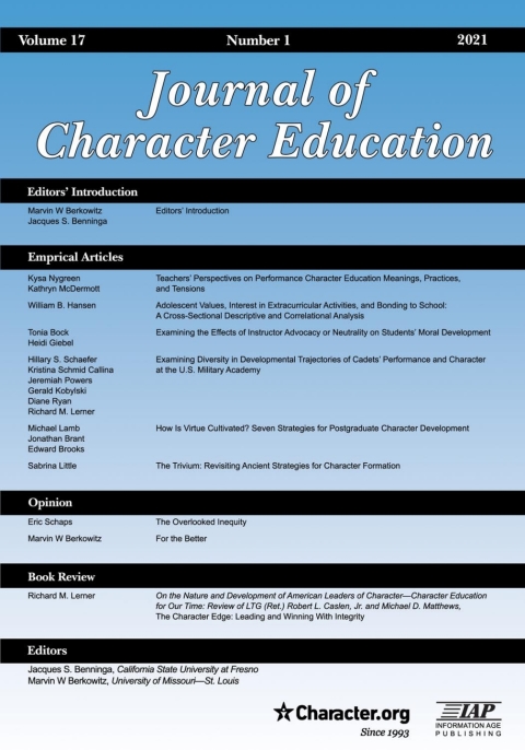 Cover image for book Journal of Character Education: Volume 17 #1