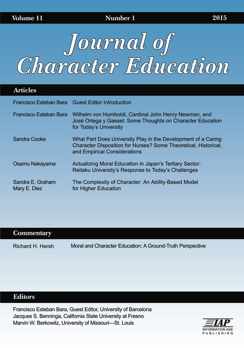 Cover image for book Journal of Character Education - Issue: Vol. 11 #1