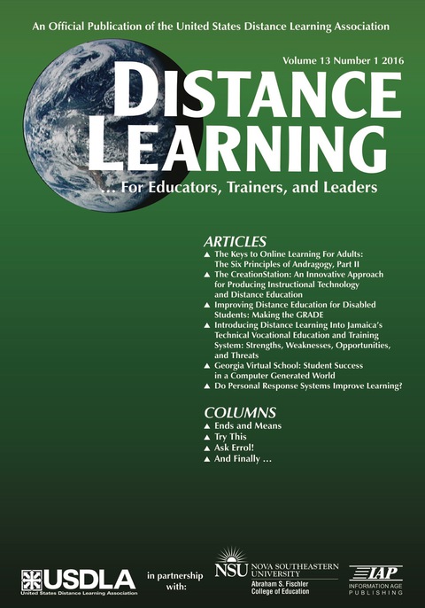 Cover image for book Distance Learning - Issue: Volume 13 #1