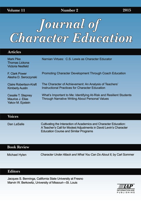 Cover image for book Journal of Character Education - Issue: Vol. 11 #2