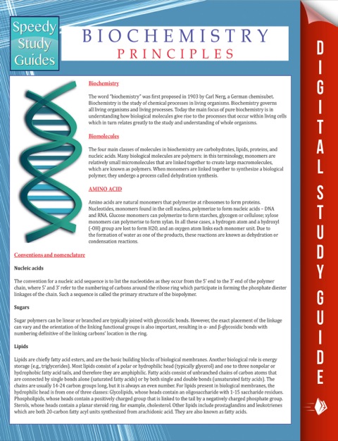 Cover image for book Biochemistry Principles (Speedy Study Guides)