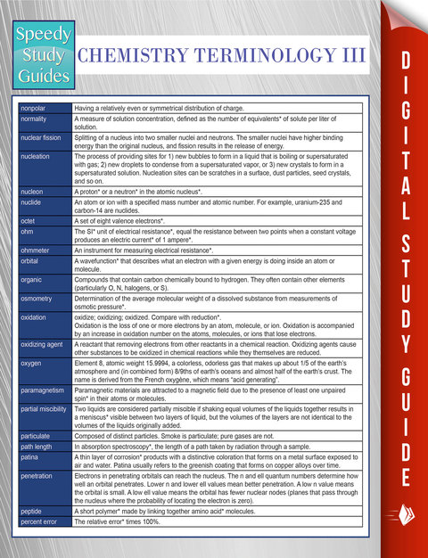 Cover image for book Chemistry Terminology III (Speedy Study Guides)