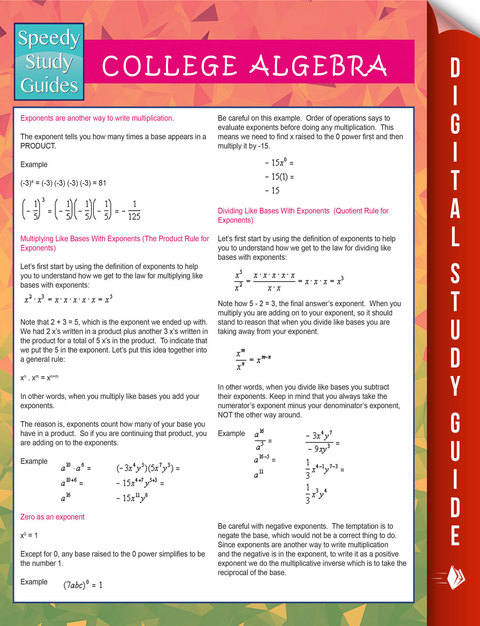 Cover image for book College Algebra (Speedy Study Guides)