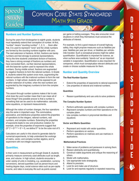 Cover image for book Common Core State Standards: Math 9th Grade (Speedy Study Guides)