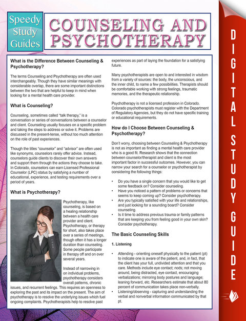 Cover image for book Counseling And Psychotherapy (Speedy Study Guides)