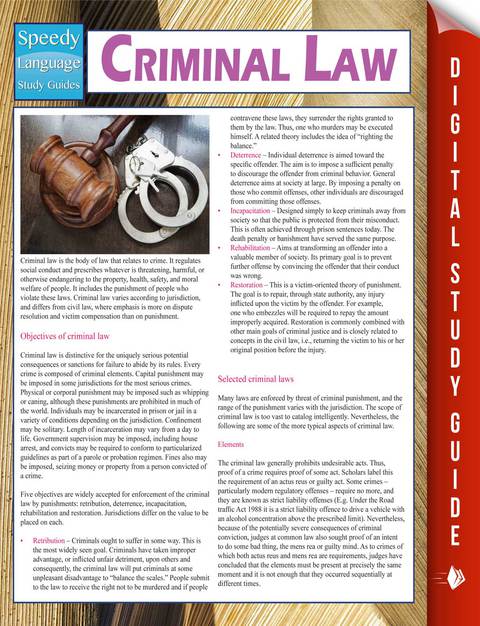 Cover image for book Criminal Law (Speedy Study Guides)
