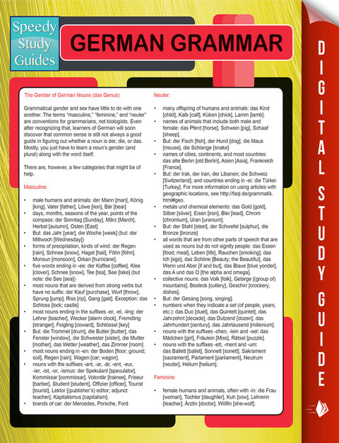 Cover image for book German Grammar (Speedy Language Study Guides)