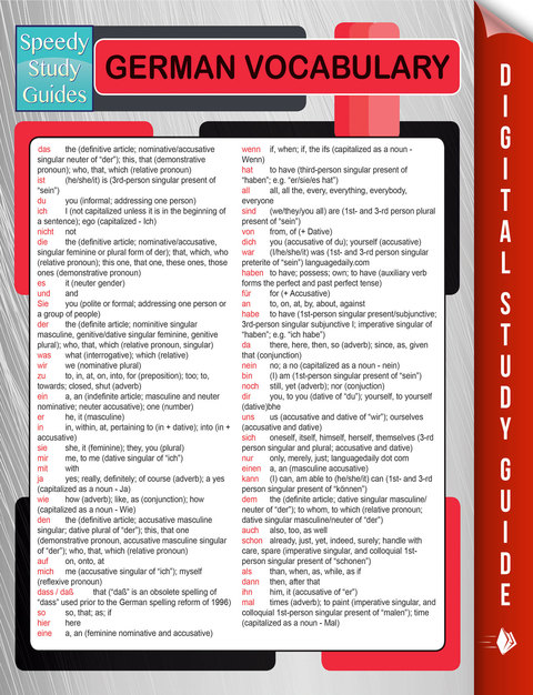 Cover image for book German Vocabulary (Speedy Language Study Guides)